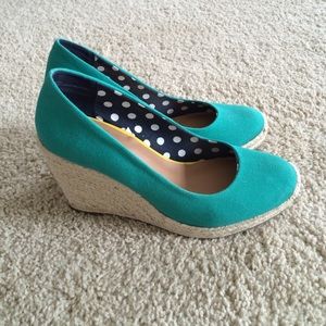 Espadrille Wedges in teal/green